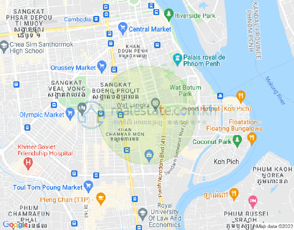 BKK 1, ボンケンコン, プノンペンの地図