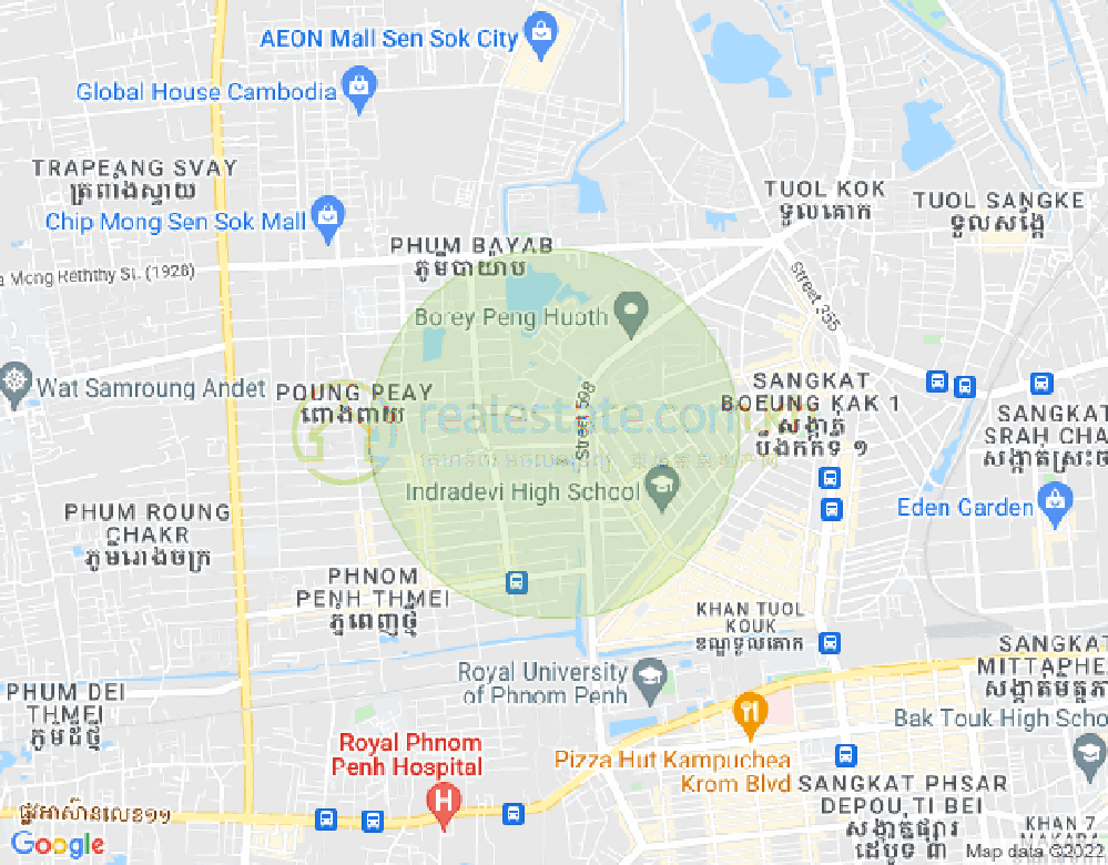 Mapa: Boeung Kak 2, Toul Kork, Phnom Penh