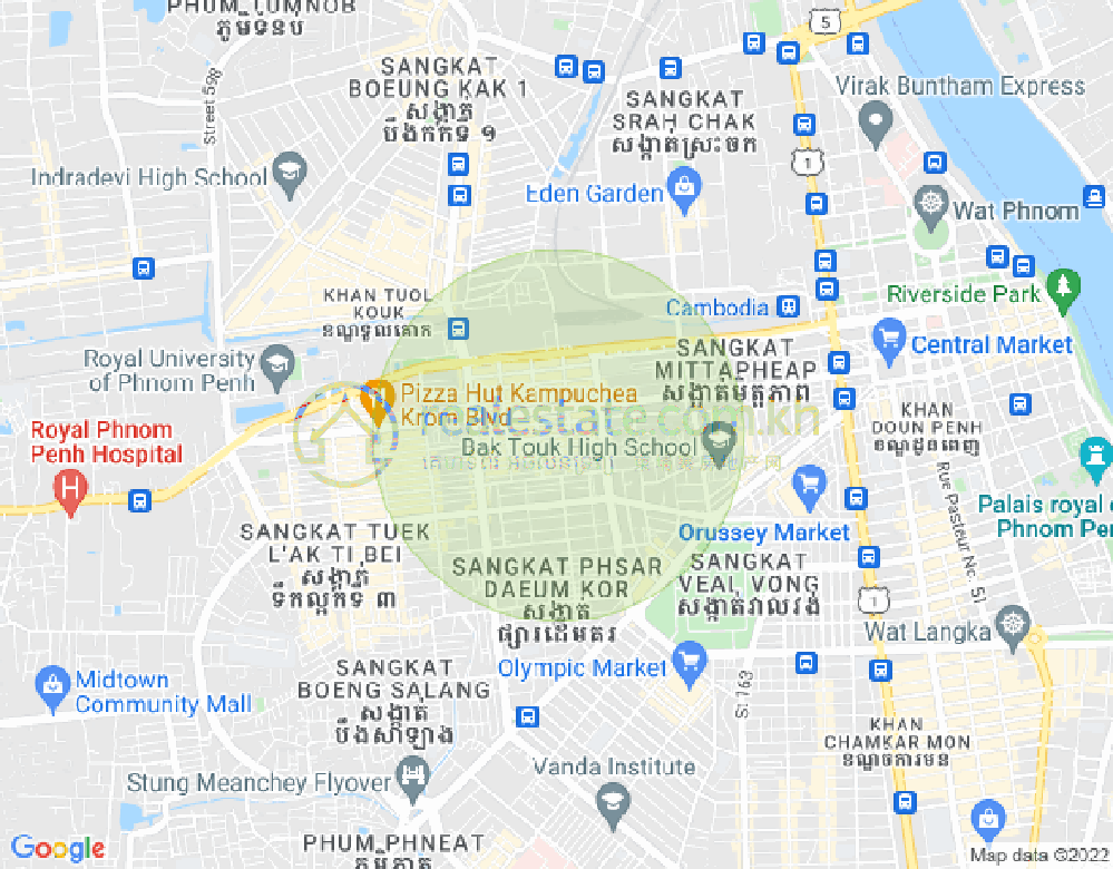 Mapa: Phsar Depou I, Toul Kork, Phnom Penh