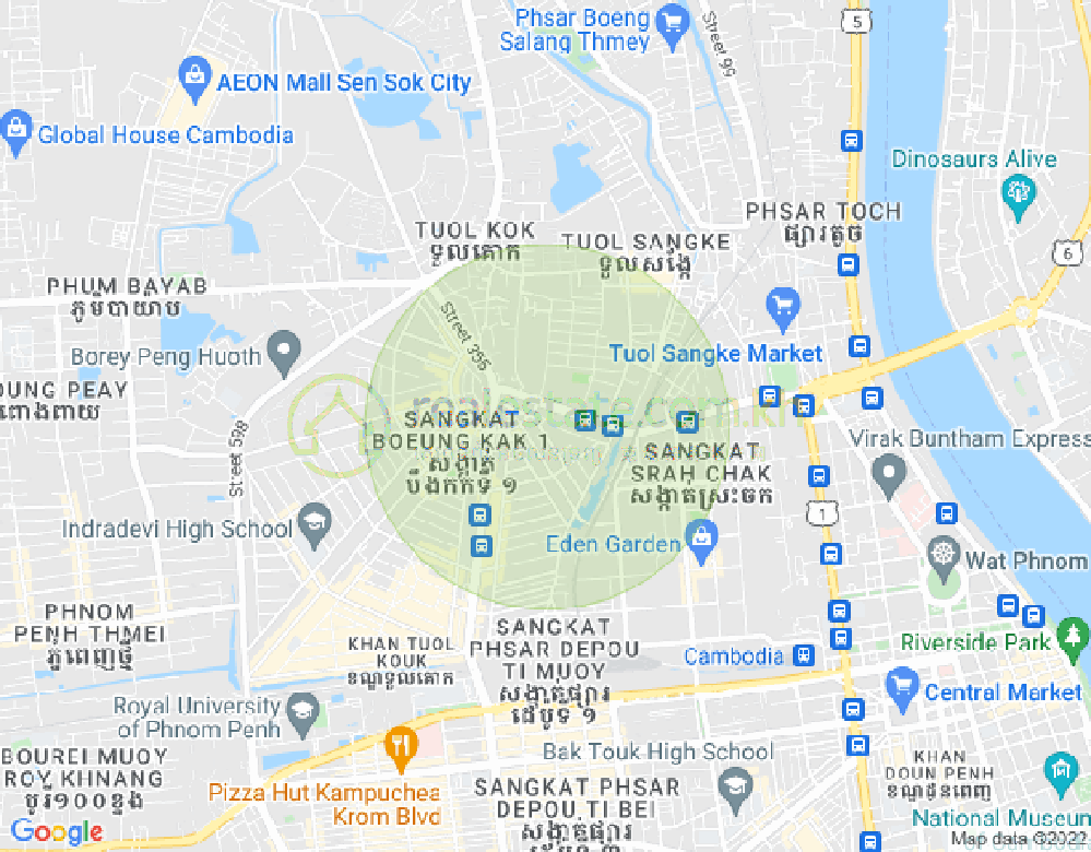 ブン・カック1, トゥールコーク, プノンペンの地図
