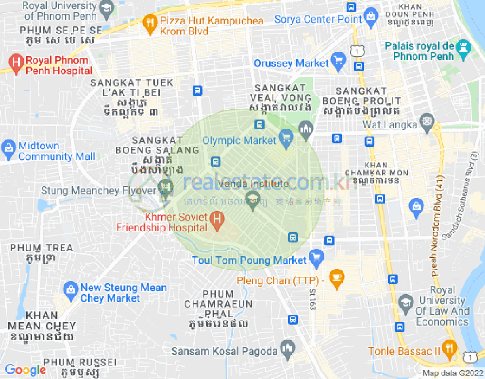 万景岗3分区（BKK3), 波哥堪, 金边地图