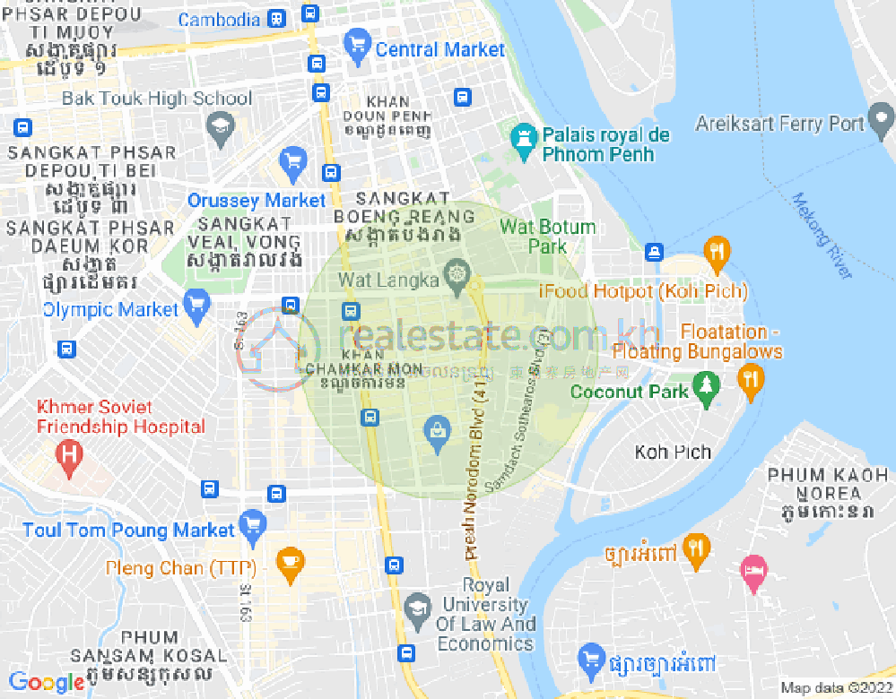 BKK 1, ボンケンコン, プノンペンの地図