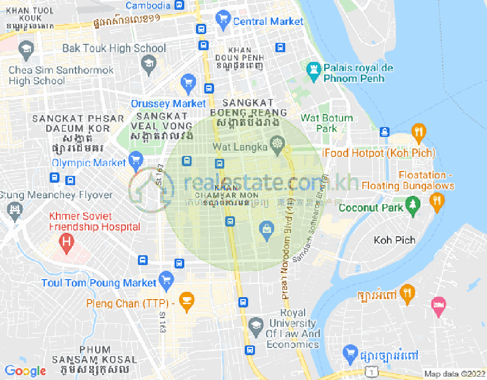 BKK 1, ボンケンコン, プノンペンの地図