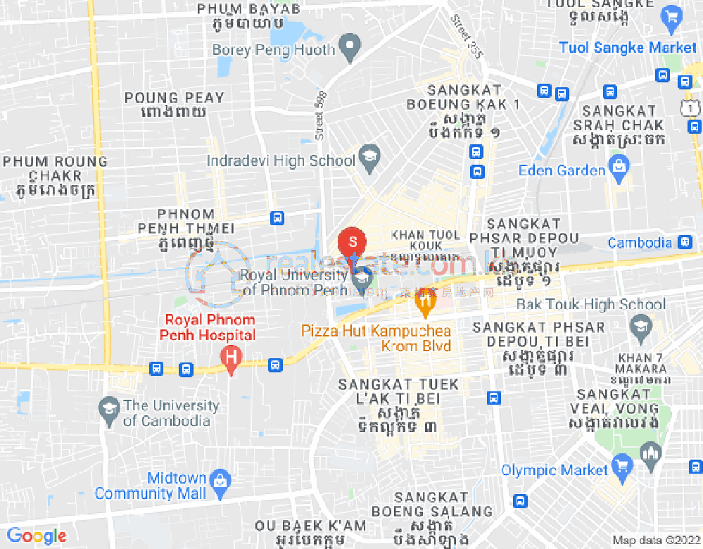 Map of Boeung Kak 2, Toul Kork, Phnom Penh