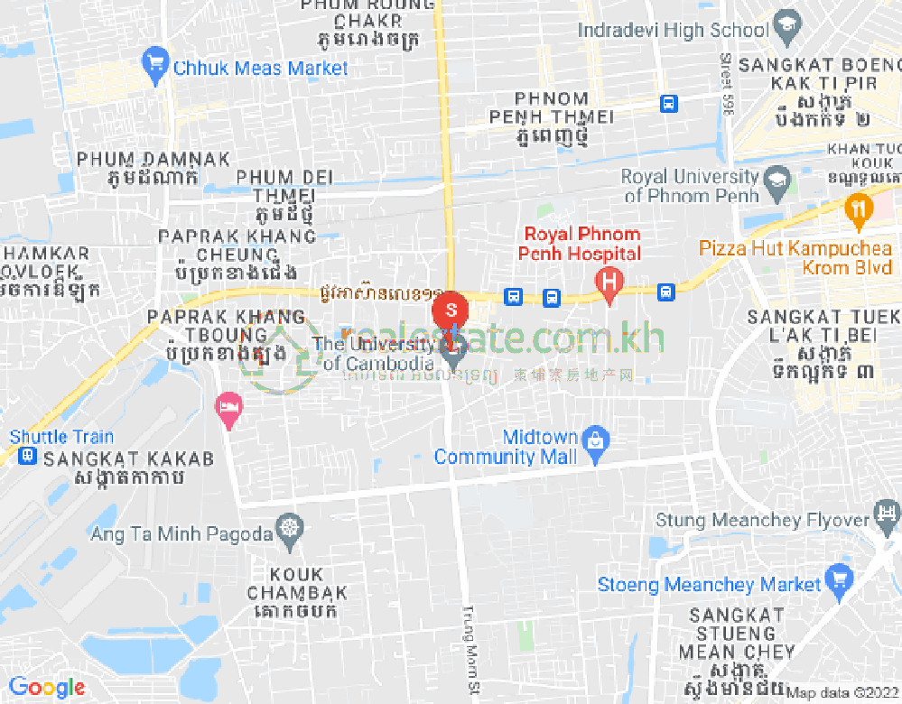 Mapa: Tuek Thla, Sen Sok, Phnom Penh