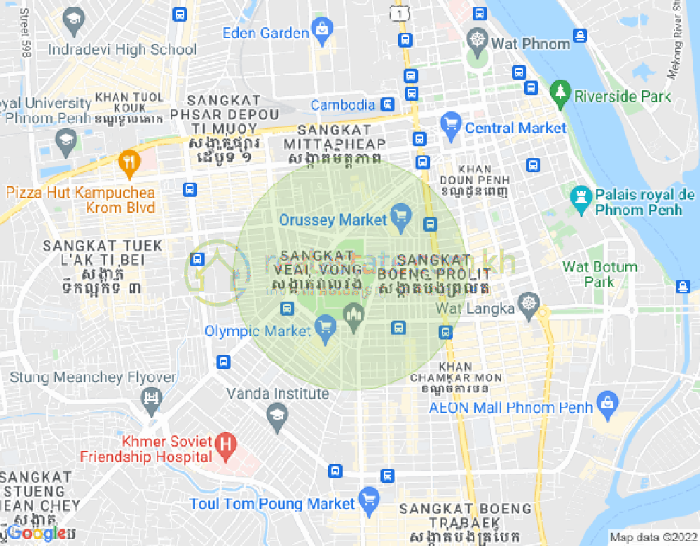 Mapa: Veal Vong, 7 Makara, Phnom Penh