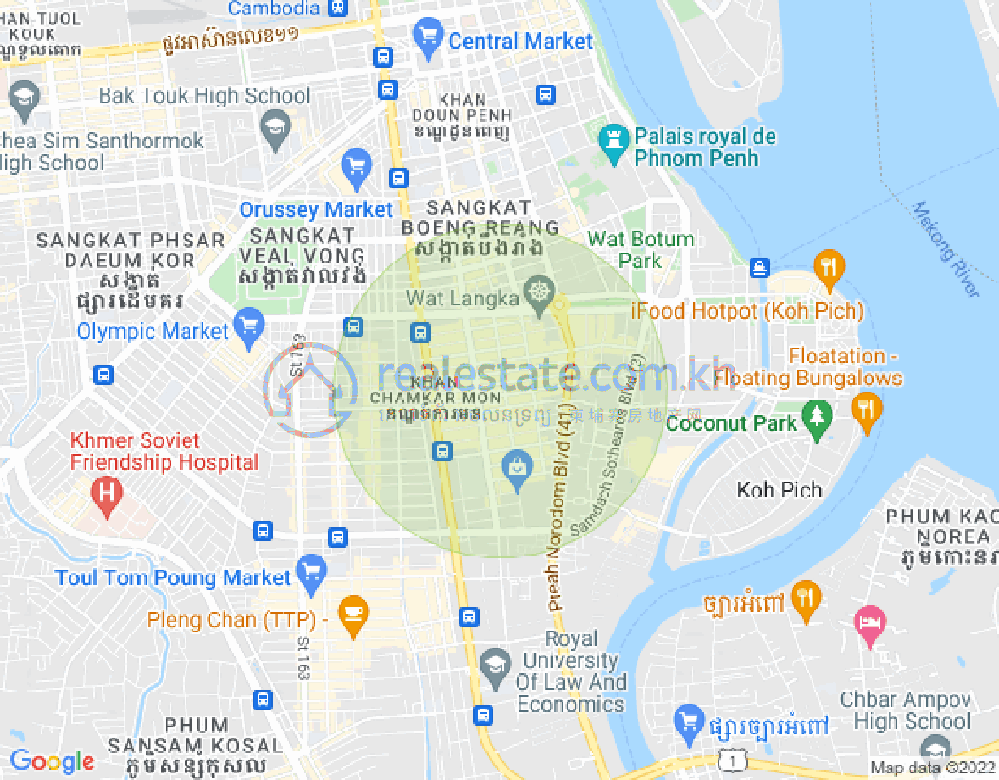 Mapa: BKK 1, Boeng Keng Kang, Phnom Penh