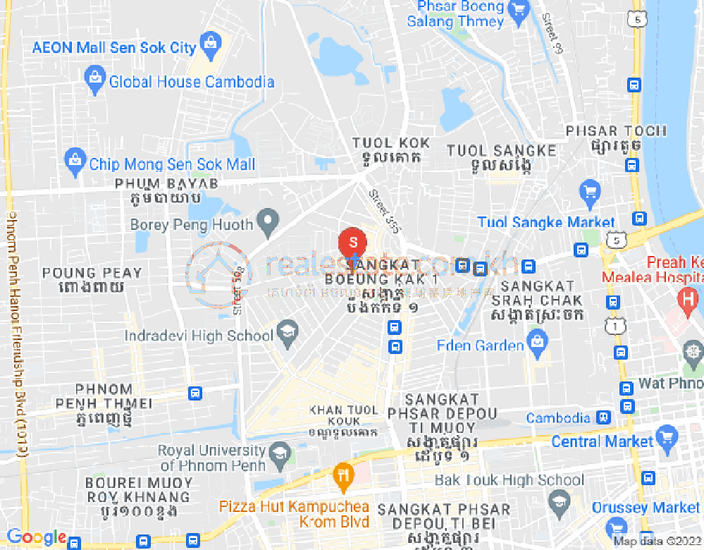 Mapa: Boeung Kak 1, Toul Kork, Phnom Penh
