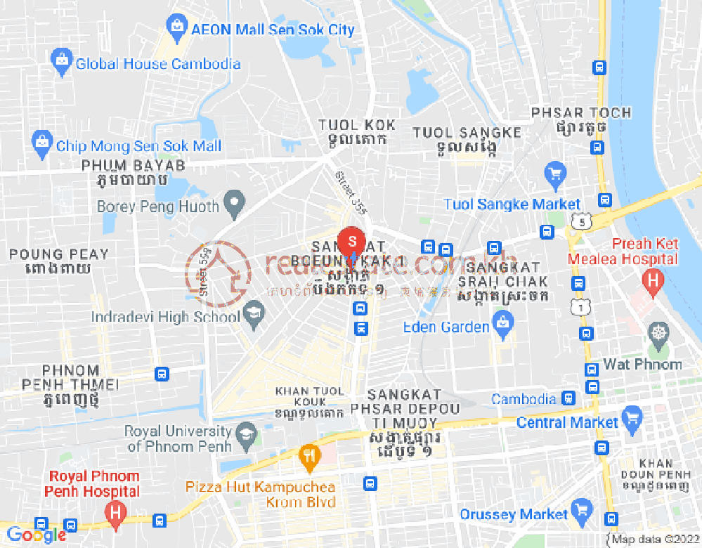 ブン・カック1, トゥールコーク, プノンペンの地図