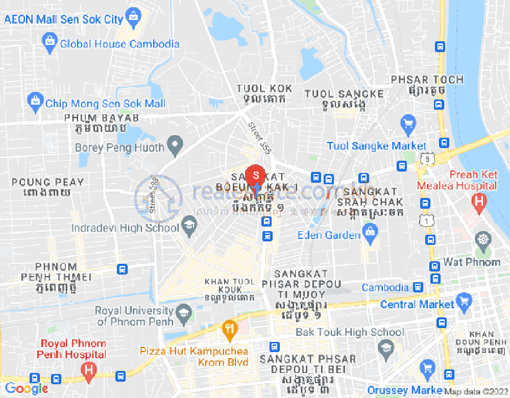 ブン・カック1, トゥールコーク, プノンペンの地図
