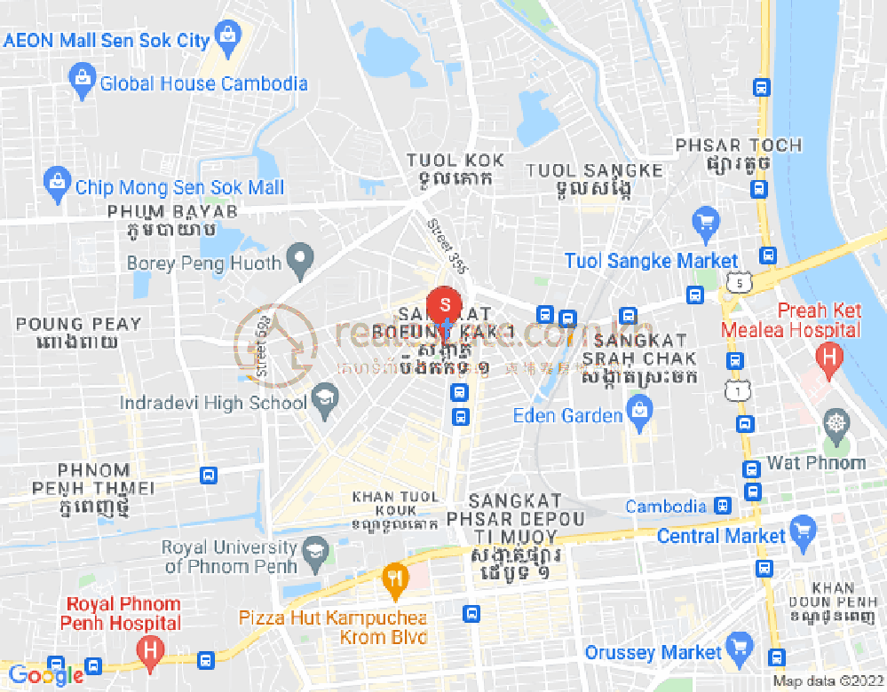 ブン・カック1, トゥールコーク, プノンペンの地図
