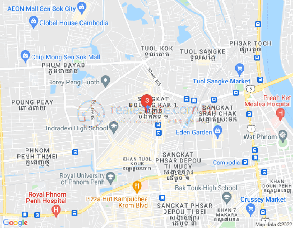 ブン・カック1, トゥールコーク, プノンペンの地図