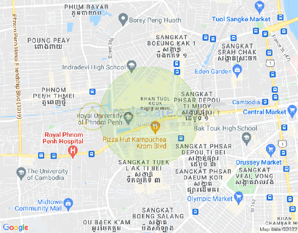 Carte de Tuek L'ak 1, Toul Kork, Phnom Penh