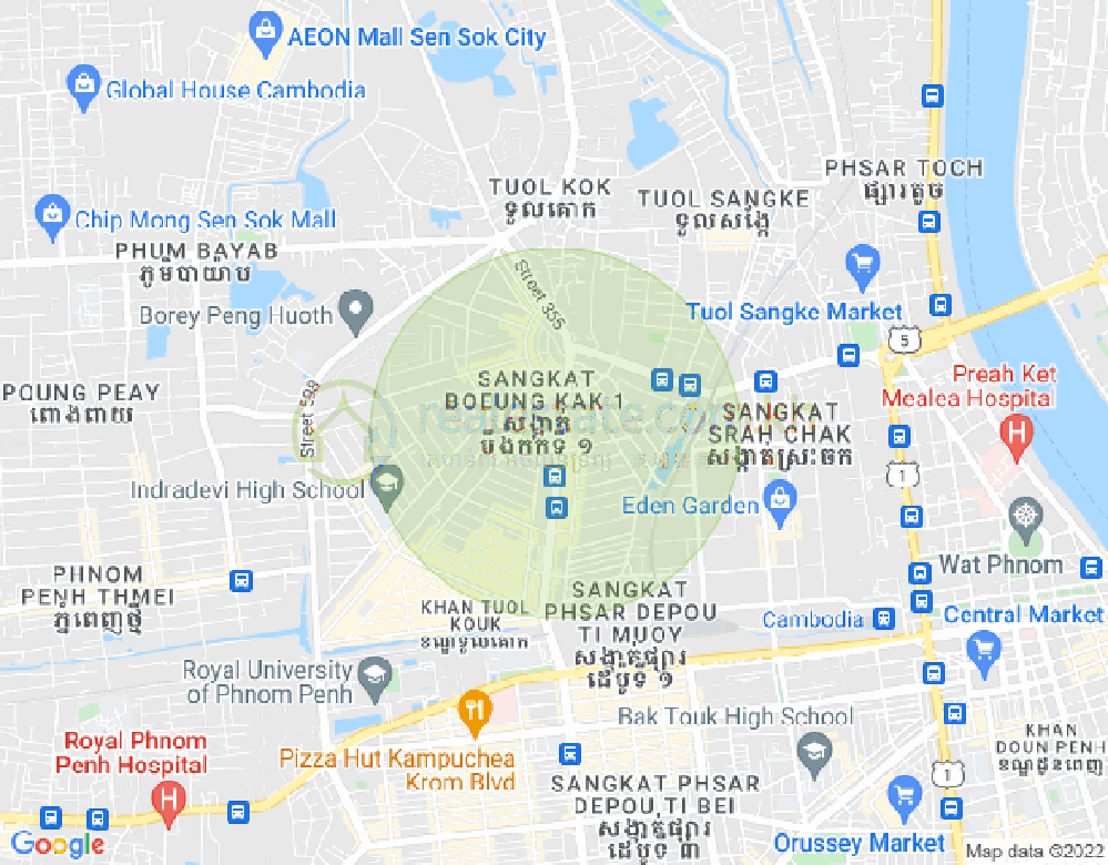 Map of Boeung Kak 1, Toul Kork, Phnom Penh