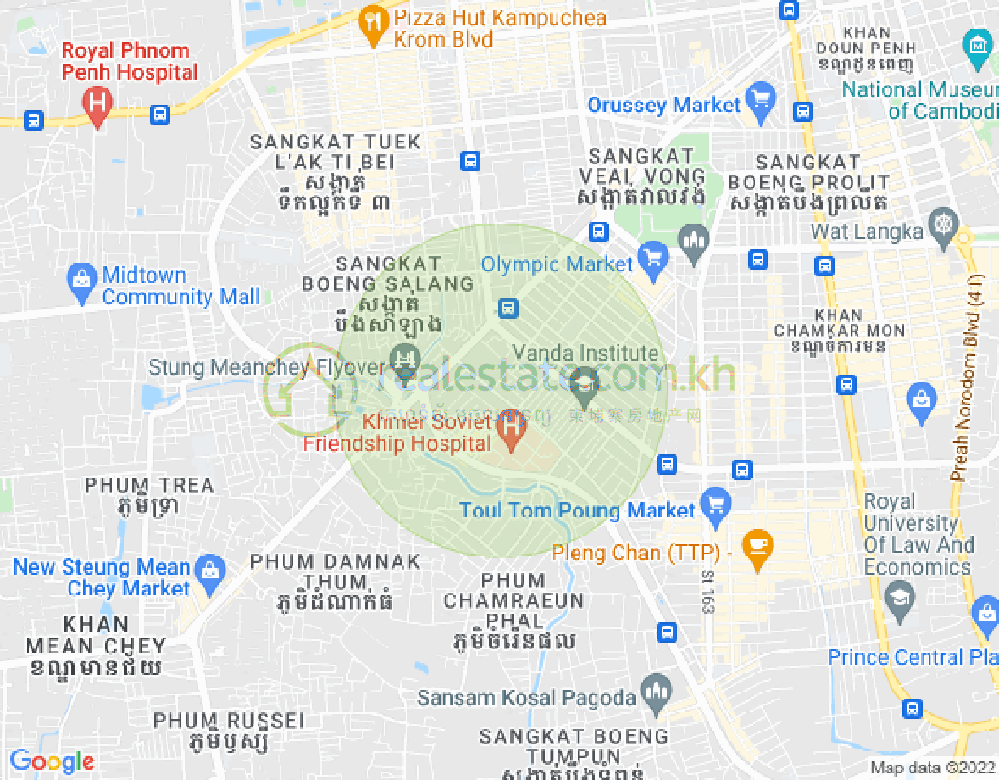 Mapa: Tumnob Tuek, Boeng Keng Kang, Phnom Penh