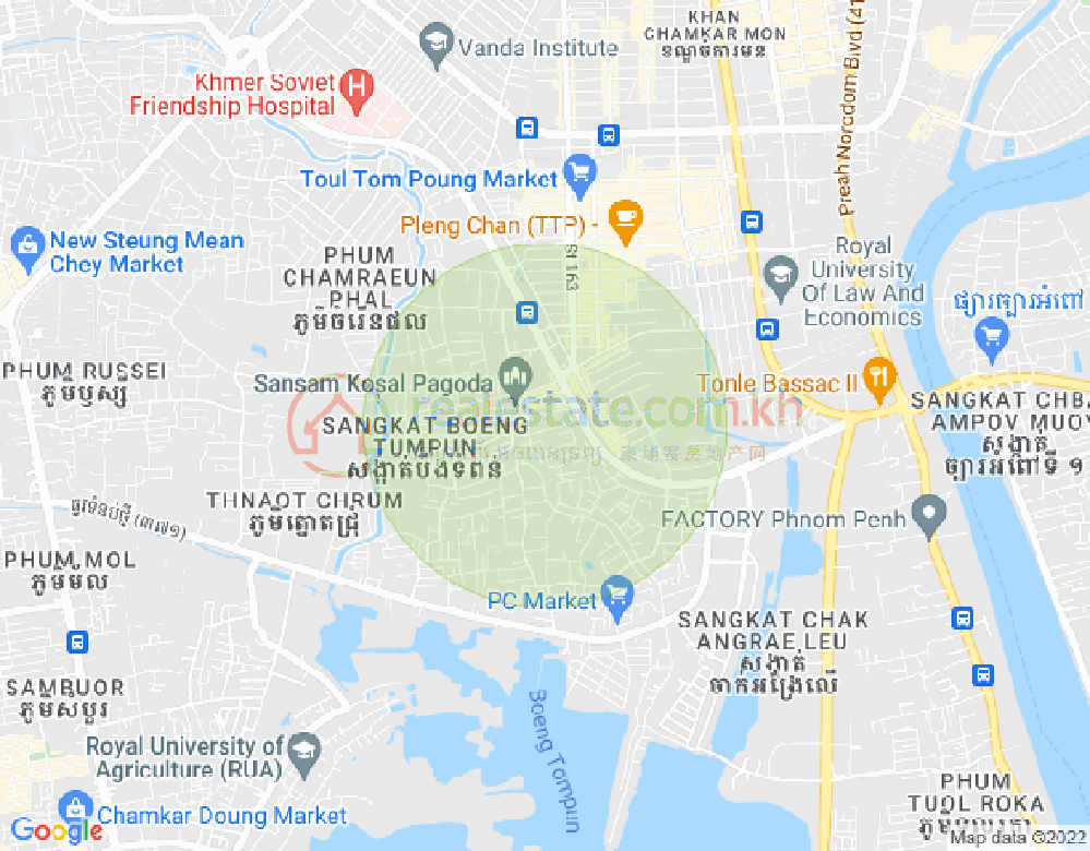 Boeung Tumpun分区, 棉芷区, 金边地图