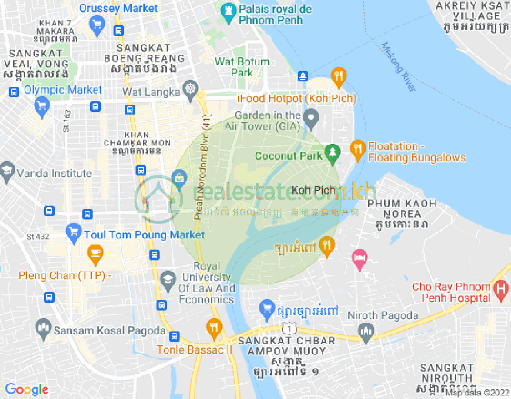 Carte de Tonle Bassac, Chamkarmon, Phnom Penh