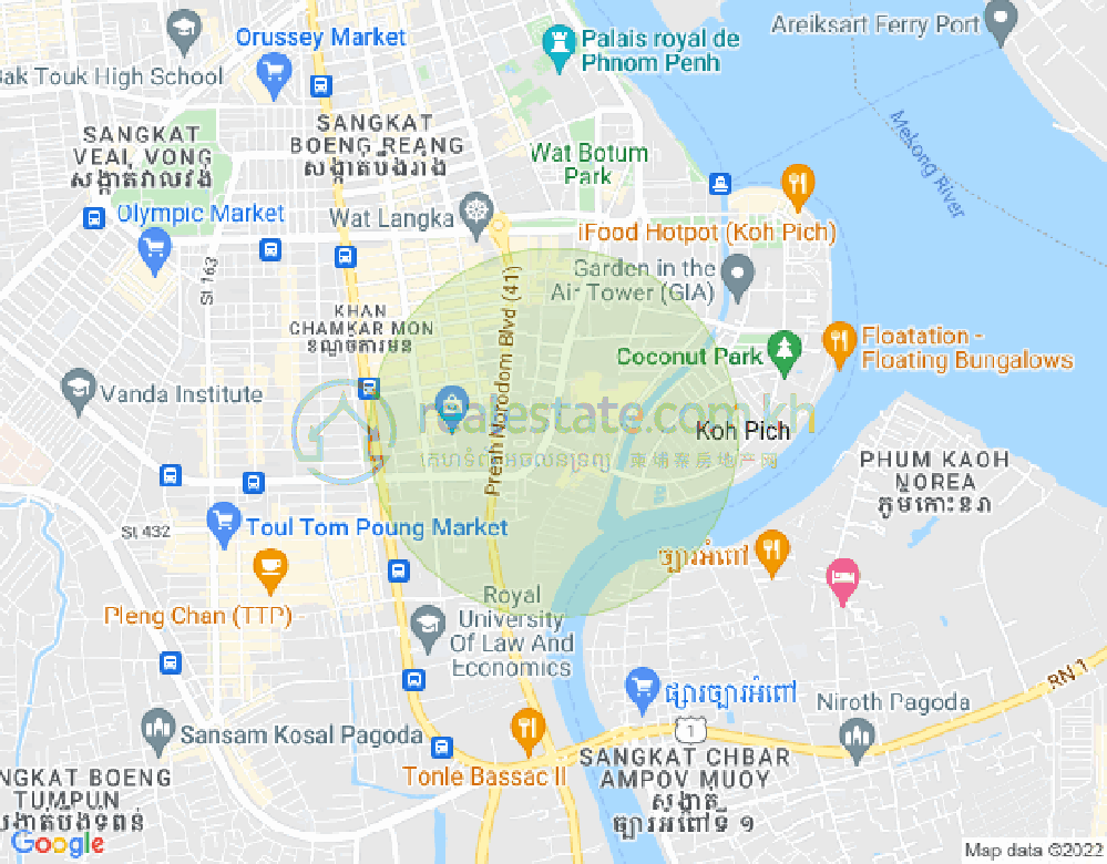 トンレバサック, チャムカモン, プノンペンの地図