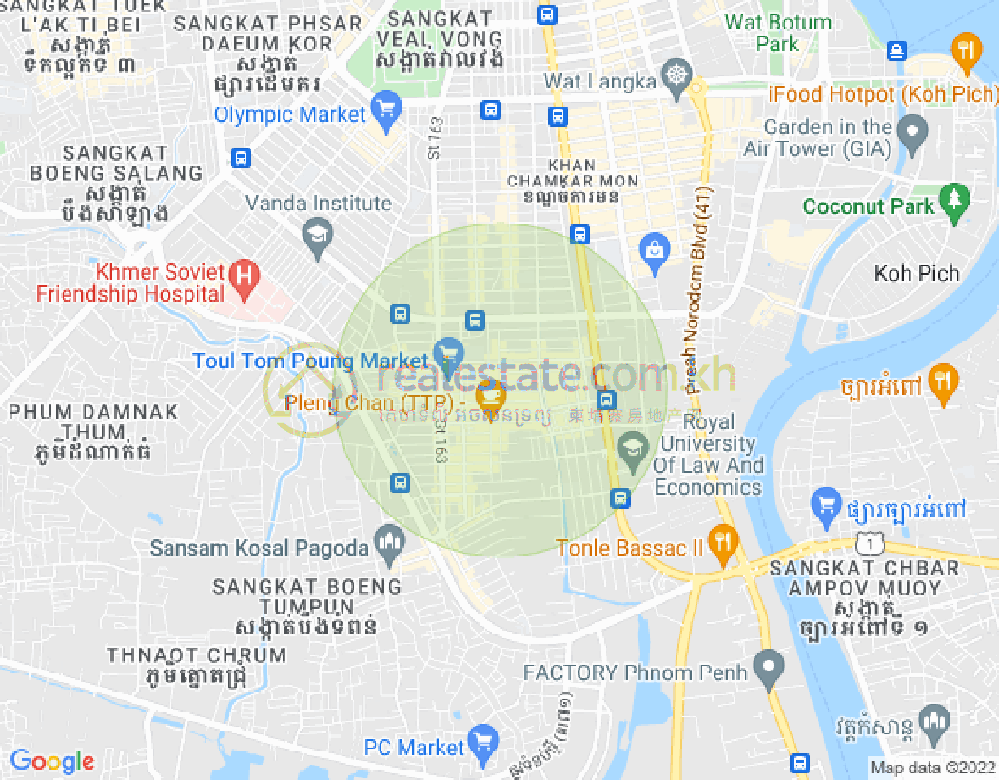 トゥールトンポン1, チャムカモン, プノンペンの地図