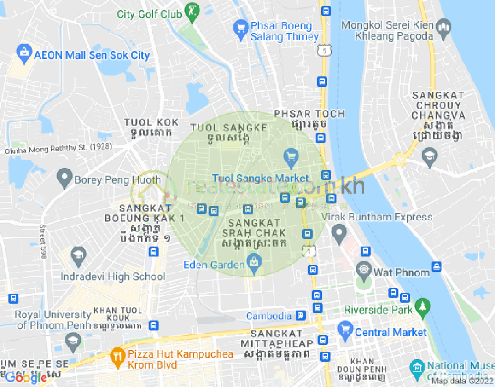 吐尔桑开1, 雷西郊区, 金边地图