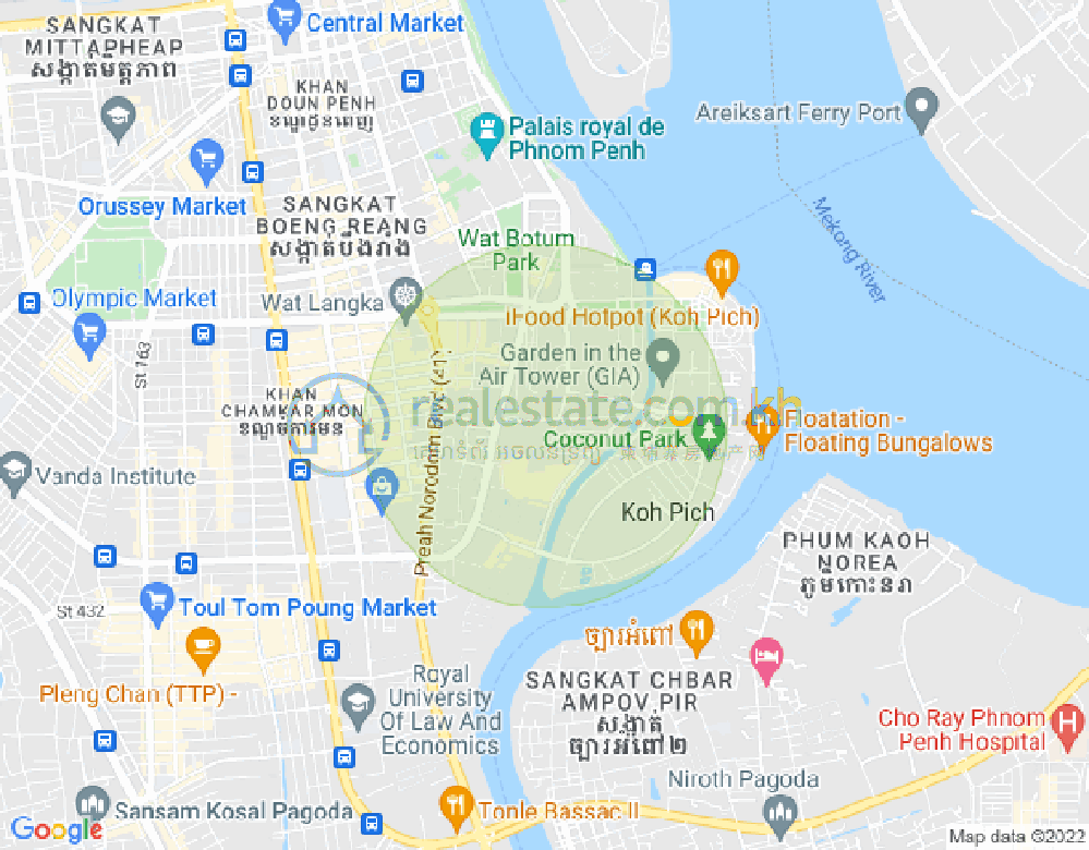 Карта Тонле Бассак, Чамкармон, Пномпень
