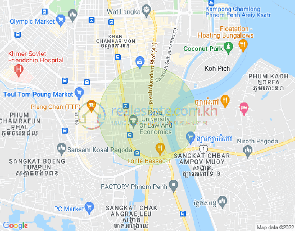 แผนที่ โตนเลบาสัก, จัมการมอน, พนมเปญ