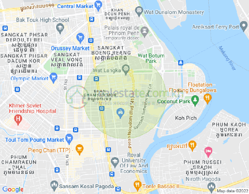 Mapa: BKK 1, Boeng Keng Kang, Phnom Penh