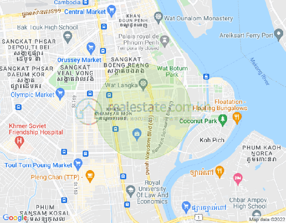 Map of BKK 1, Boeng Keng Kang, Phnom Penh