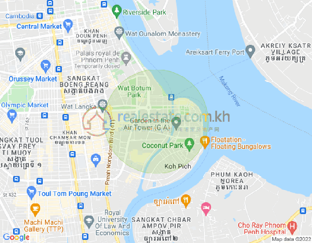 Carte de Tonle Bassac, Chamkarmon, Phnom Penh