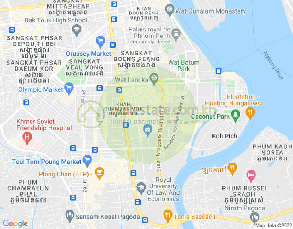 Mapa: BKK 1, Boeng Keng Kang, Phnom Penh