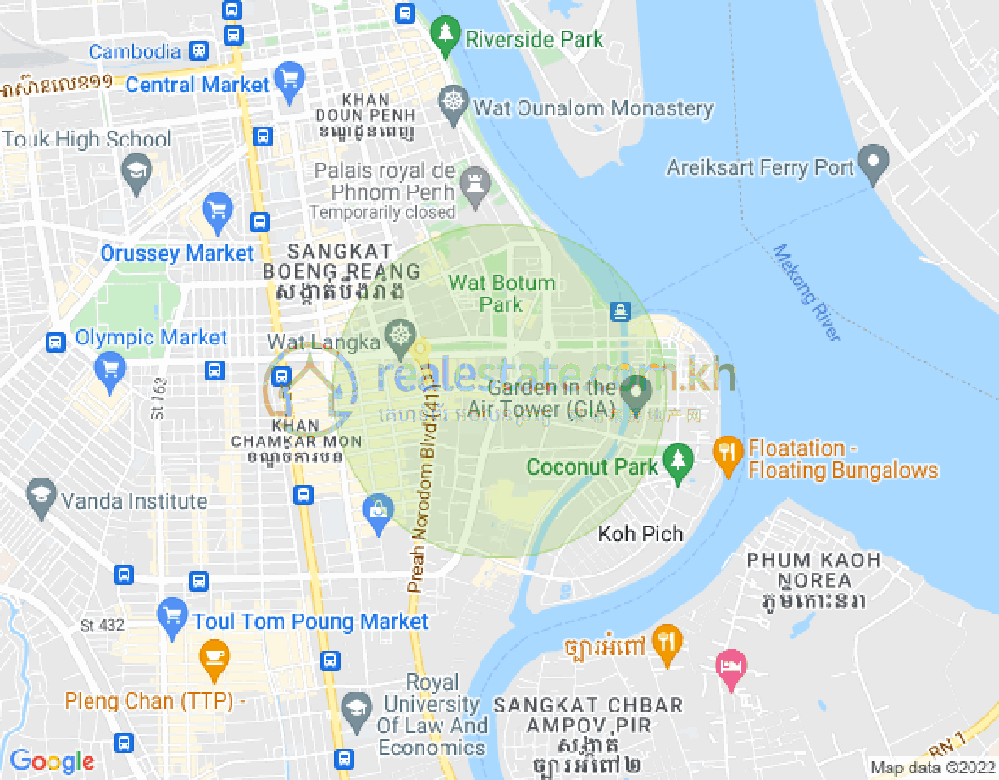 Карта Тонле Бассак, Чамкармон, Пномпень