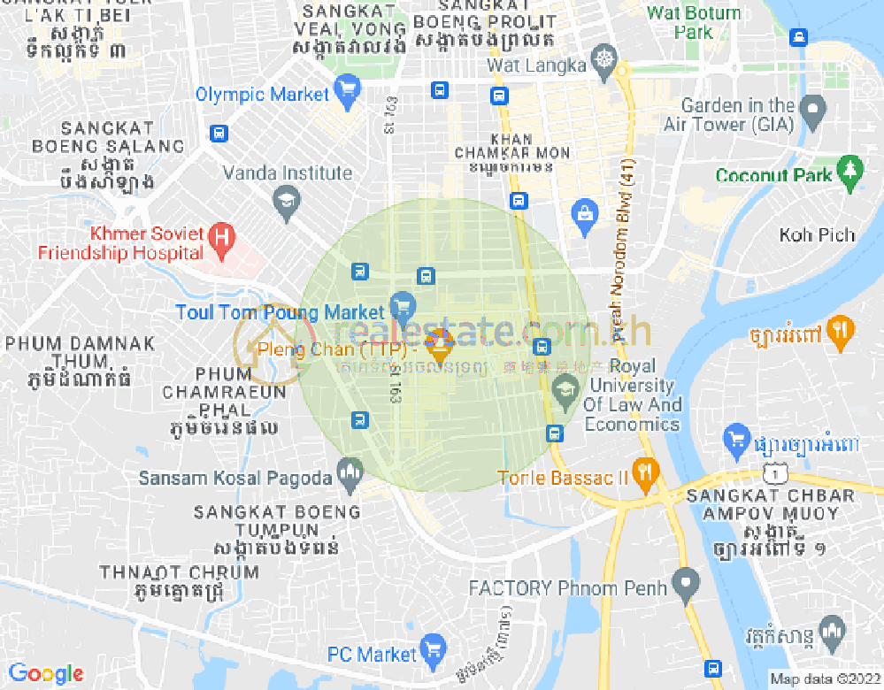 トゥールトンポン1, チャムカモン, プノンペンの地図