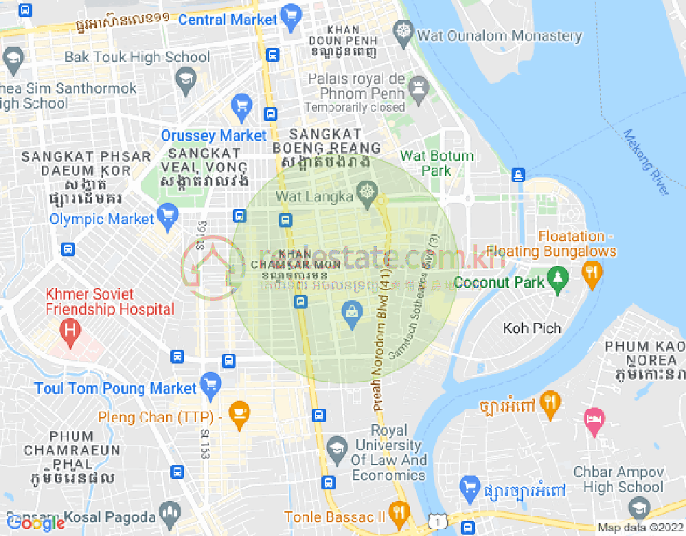 Map of BKK 1, Boeng Keng Kang, Phnom Penh