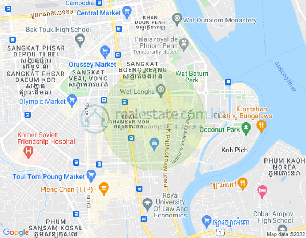 Mapa: BKK 1, Boeng Keng Kang, Phnom Penh