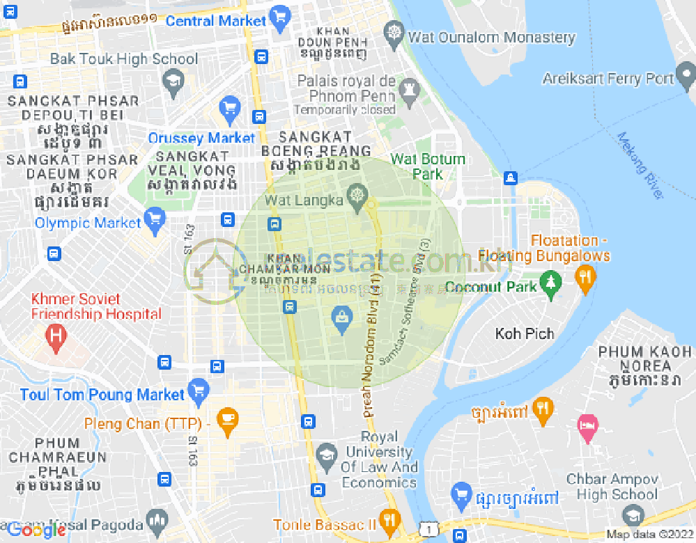 Map of BKK 1, Boeng Keng Kang, Phnom Penh