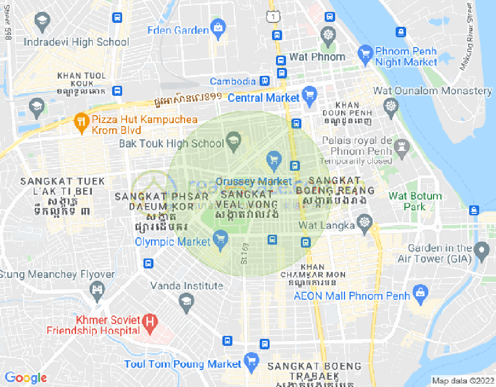 Mapa: Veal Vong, 7 Makara, Phnom Penh