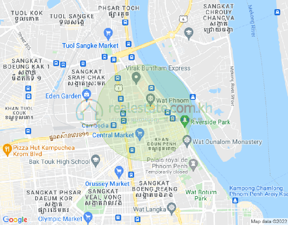 旧街市分区, 隆边区, 金边地图