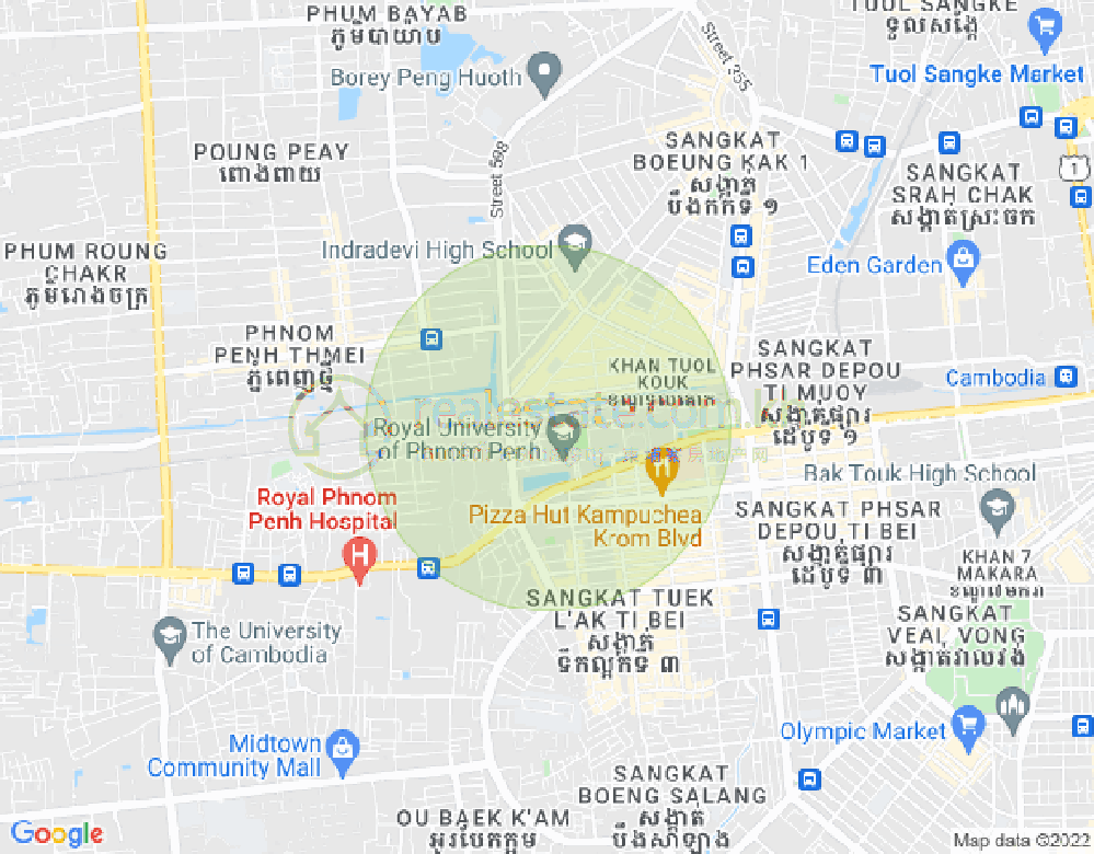 Map of Tuek L'ak 3, Toul Kork, Phnom Penh