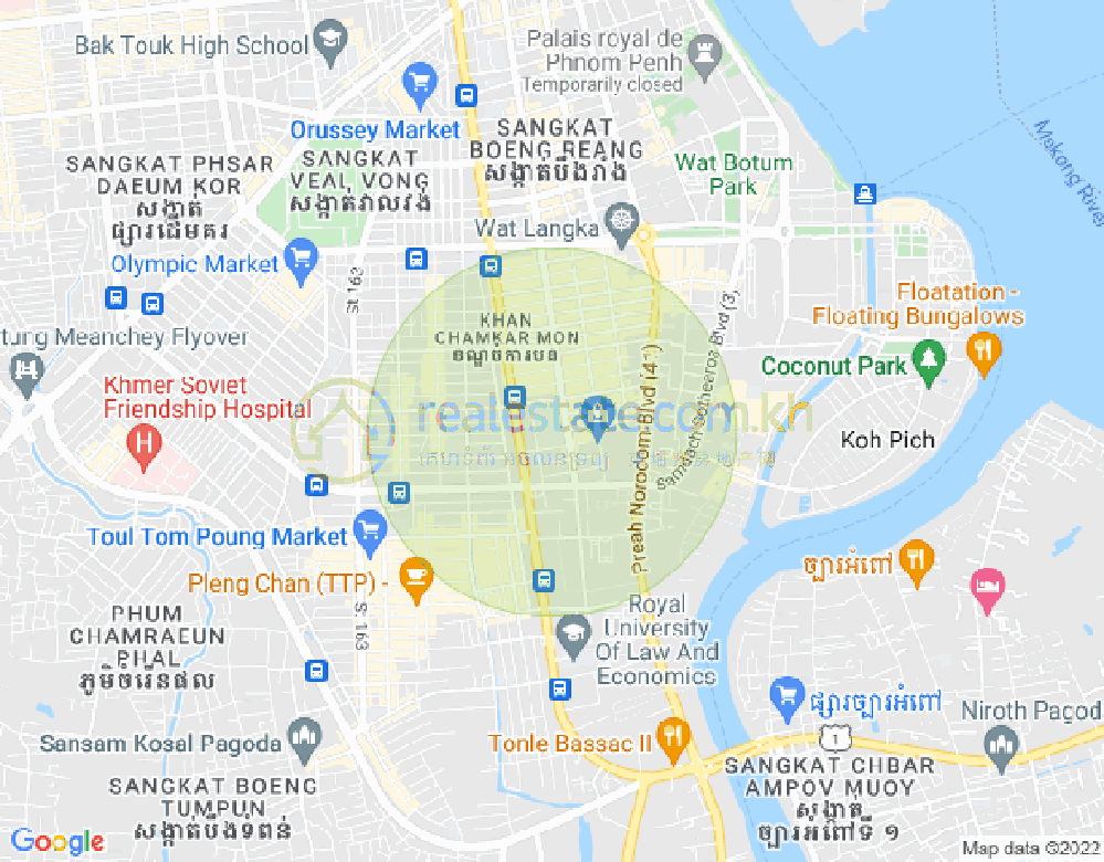 Карта Тонле Бассак, Чамкармон, Пномпень