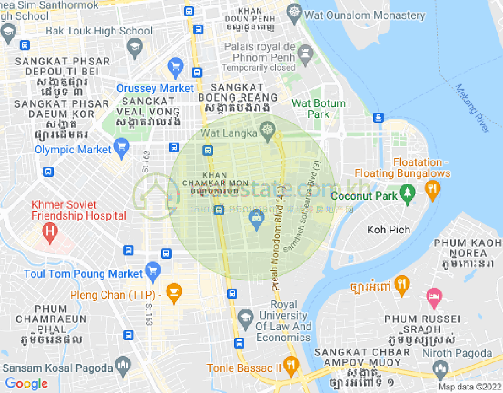万景岗1分区（BKK1), 波哥堪, 金边地图