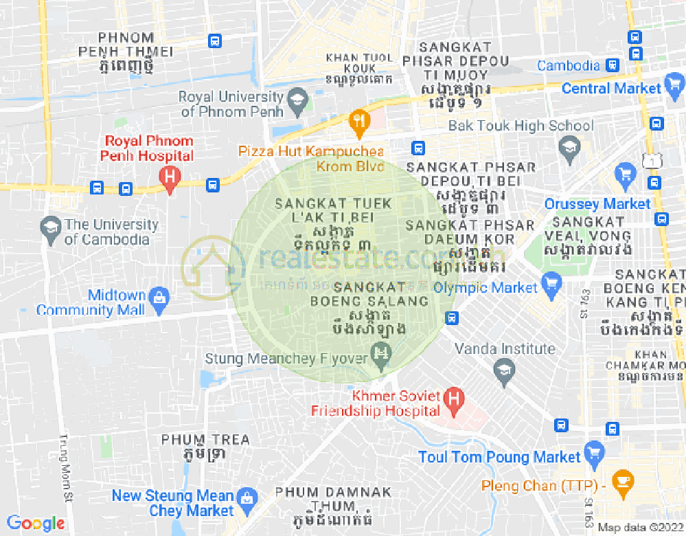 ブン・カック1, トゥールコーク, プノンペンの地図