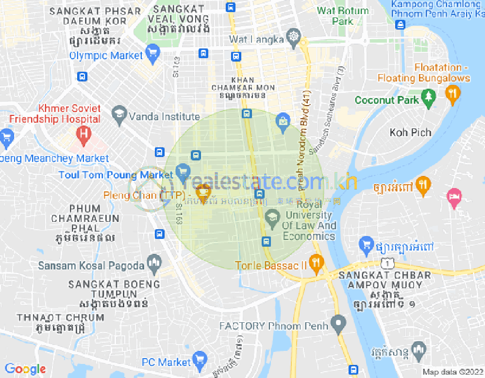 Mapa: Boeung Trabek, Chamkarmon, Phnom Penh
