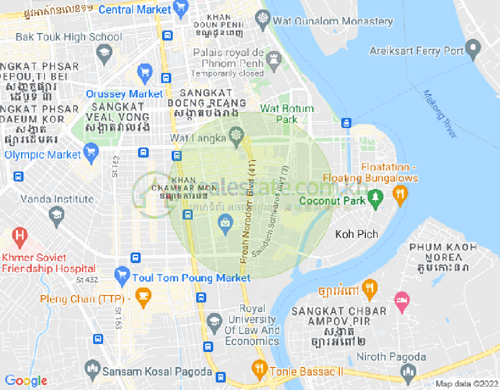 万景岗1分区（BKK1), 波哥堪, 金边地图