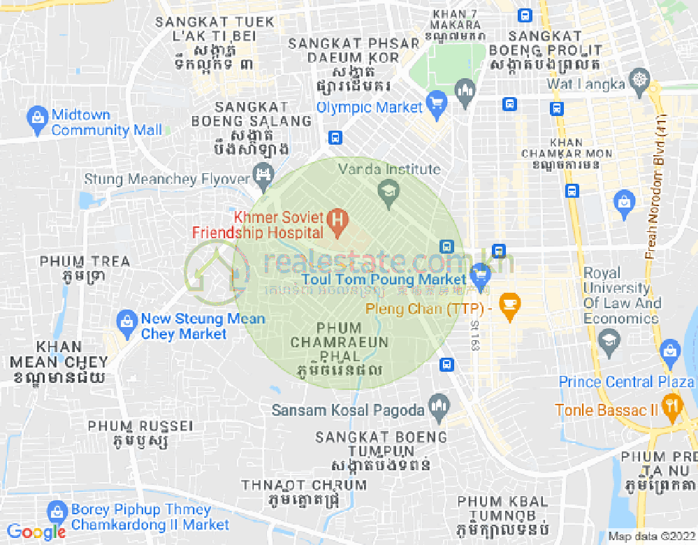 トムノップトゥク, ボンケンコン, プノンペンの地図
