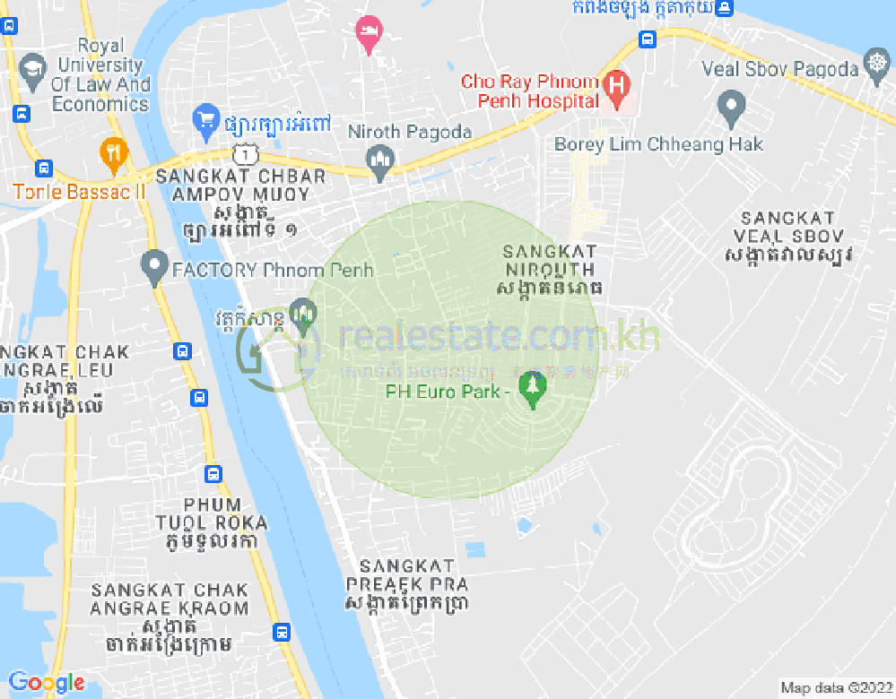 ニロート, チバーアンポウ, プノンペンの地図