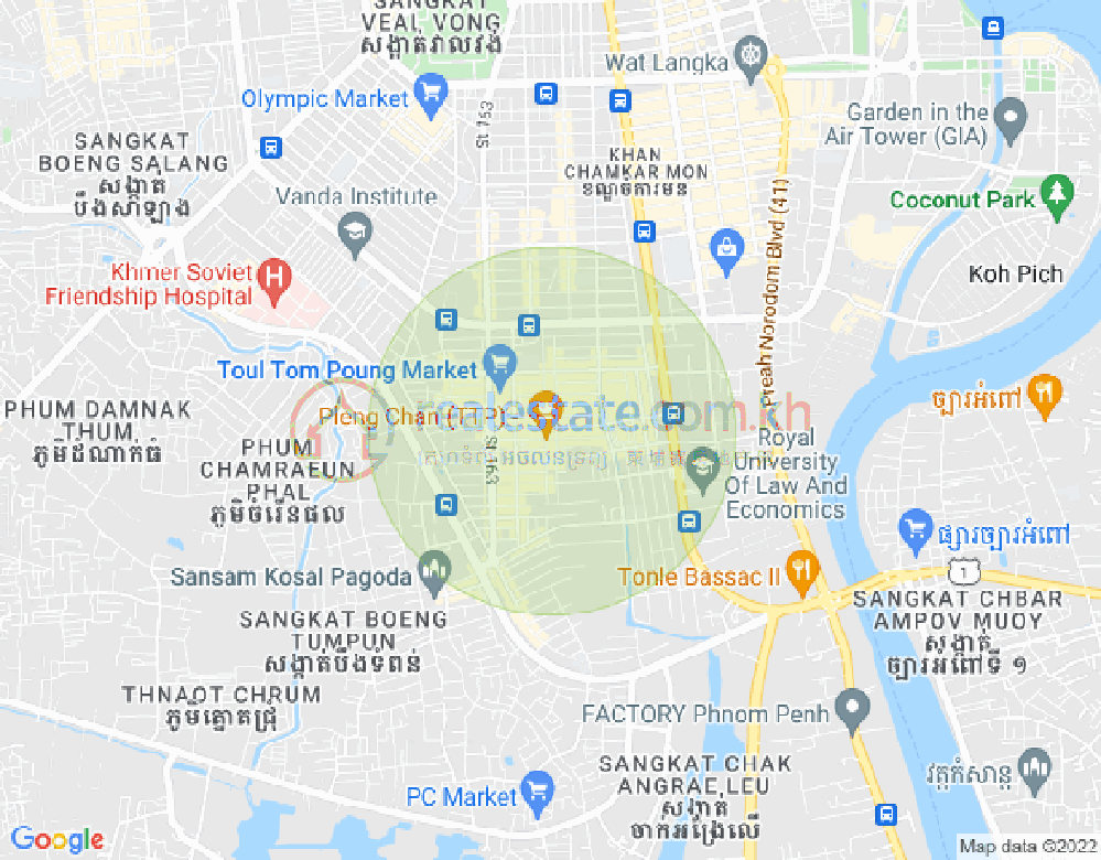 トゥールトンポン1, チャムカモン, プノンペンの地図