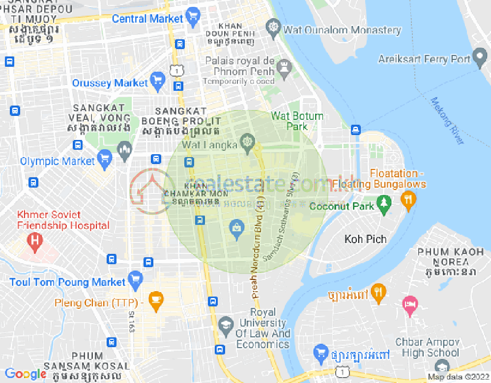 万景岗1分区（BKK1), 波哥堪, 金边地图