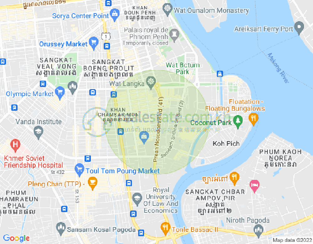 万景岗1分区（BKK1), 波哥堪, 金边地图