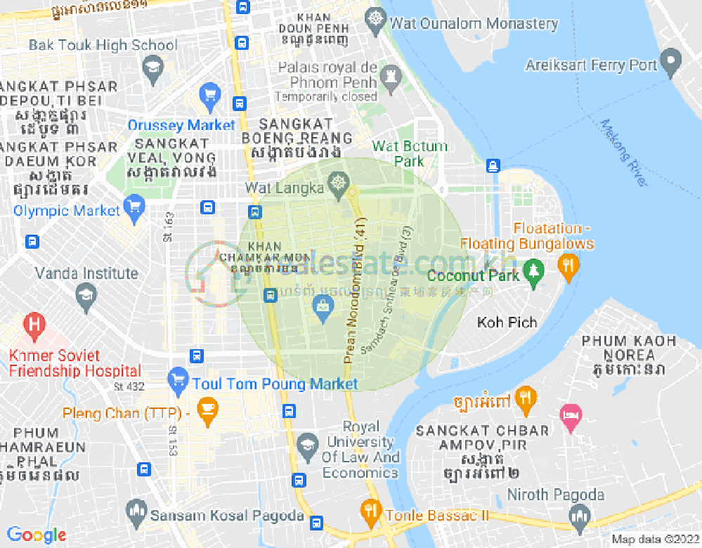 万景岗1分区（BKK1), 波哥堪, 金边地图