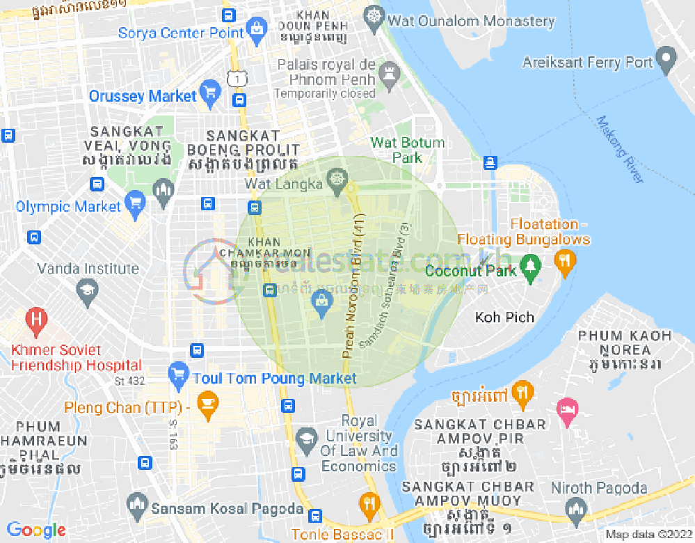 Mapa: BKK 1, Boeng Keng Kang, Phnom Penh